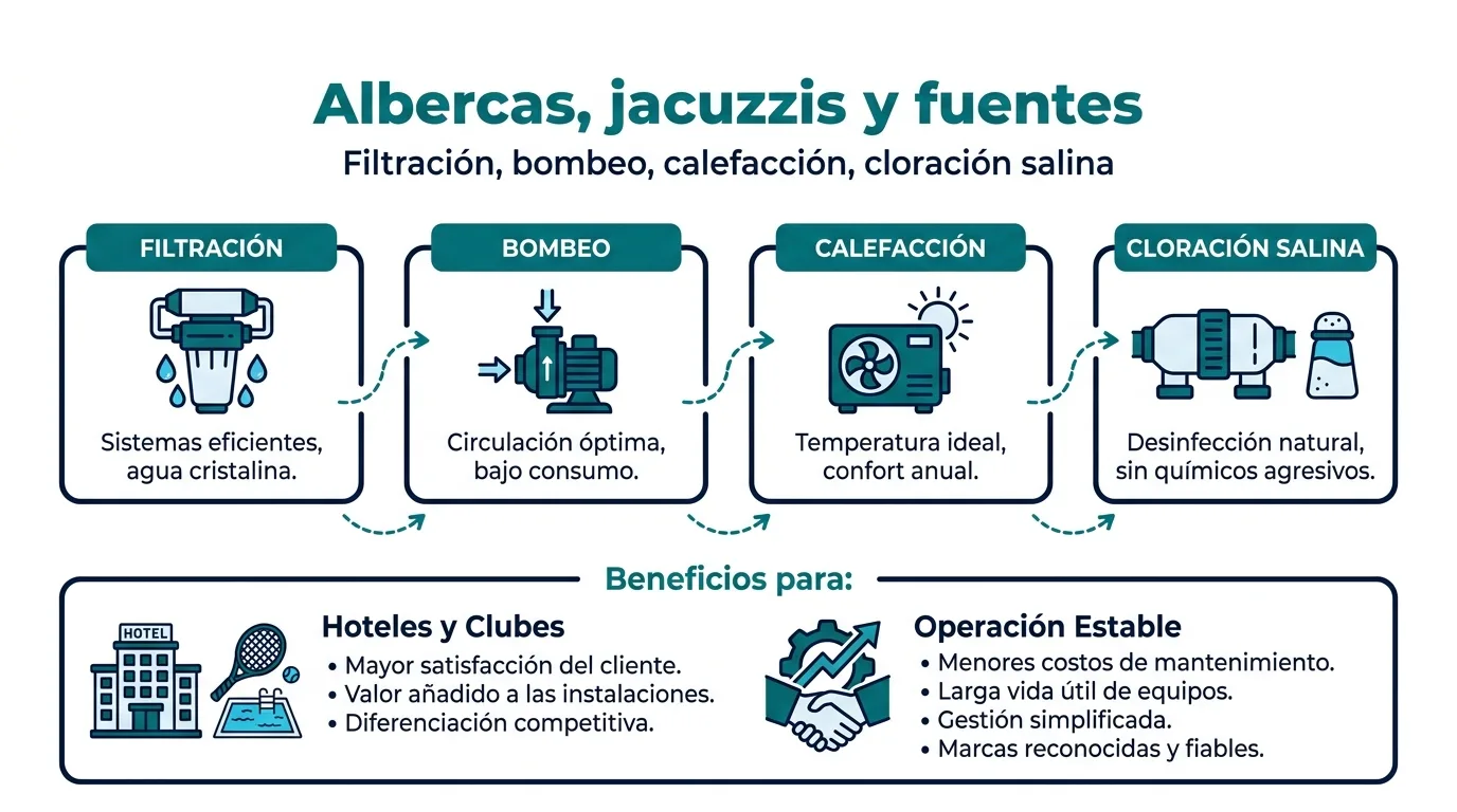 Beneficios de Albercas, jacuzzis y fuentes — Water Master México