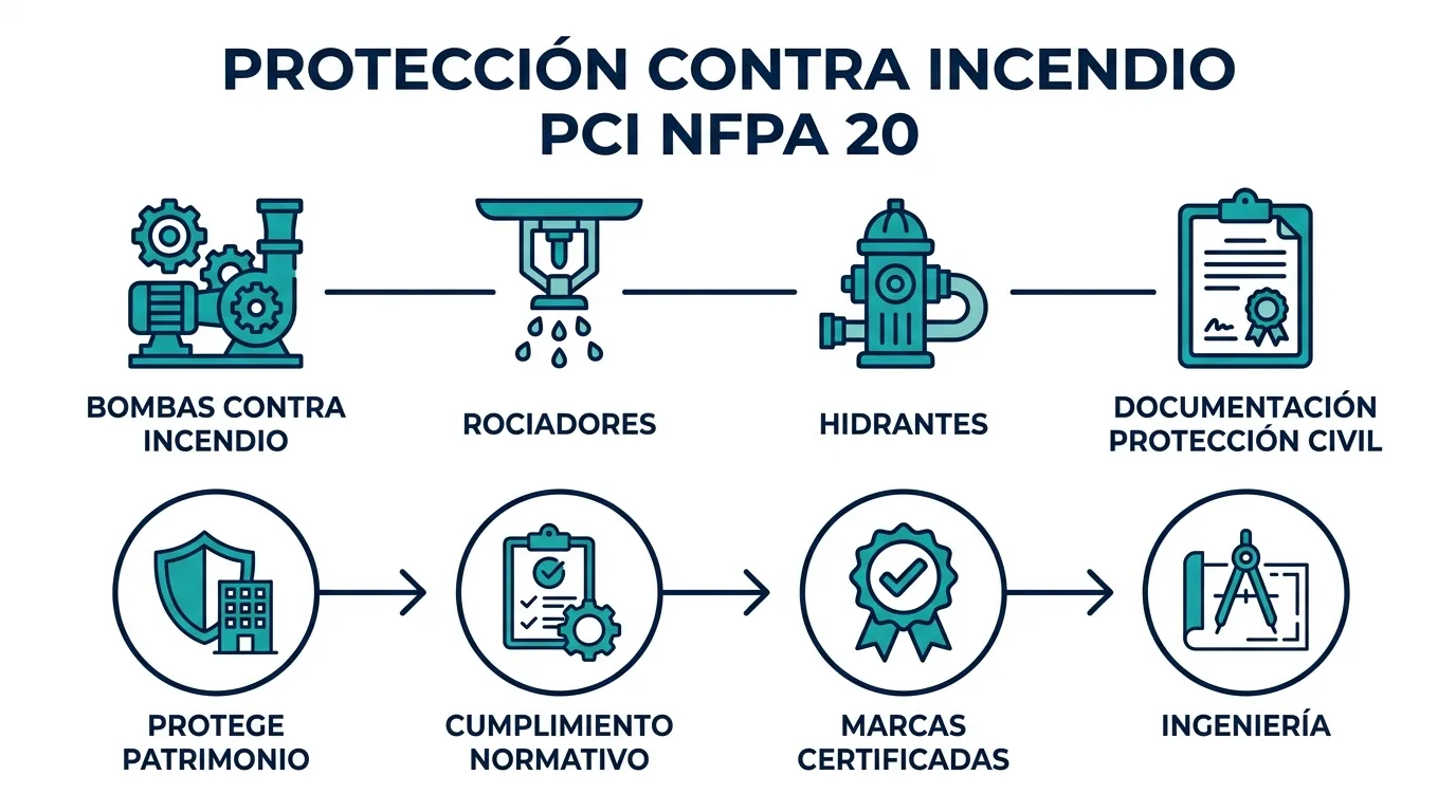 Beneficios de Contra incendio (PCI) · norma NFPA — Water Master México
